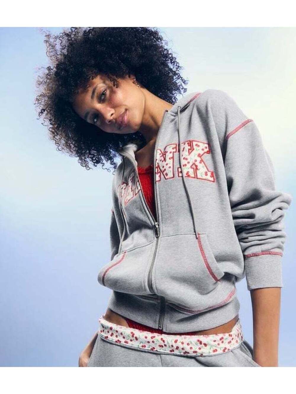 PINK BY FRANKIES BIKINIS
BERRY FULL ZIP HOODED SWEATSHIRT